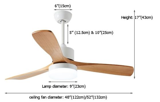 110V 220VDC 35W Logam Dan Lampu Kipas Langit-langit Kayu Untuk Ruang Tamu