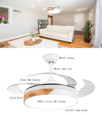 42inch 220v Retractable Crystal Ceiling Fan Hidden Blade Ceiling Fan Dengan Cahaya