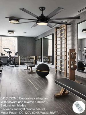 Dekoratif 35w 8 Vane 64 Inch Ceiling Fan / Dc Motor Ceiling Fan Dengan Cahaya Dan Remote