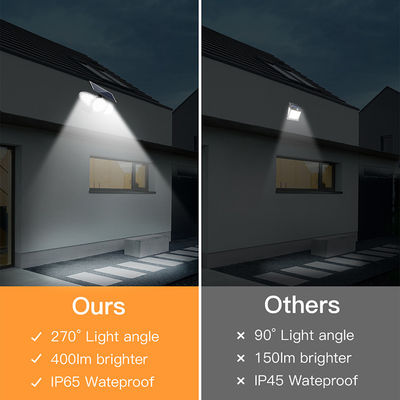 Tiga Kepala 100-400LM 38PCS LED Solar Sensor Wall Light Untuk Pathway