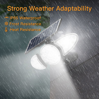 Tiga Kepala 100-400LM 38PCS LED Solar Sensor Wall Light Untuk Pathway