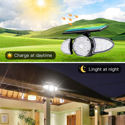 Tiga Kepala 100-400LM 38PCS LED Solar Sensor Wall Light Untuk Pathway