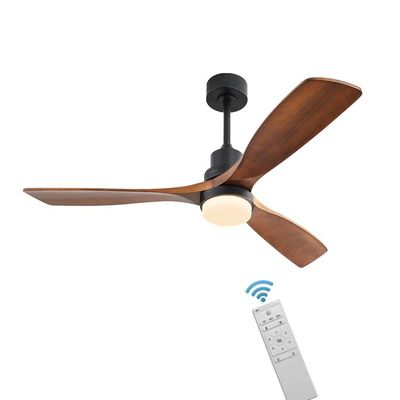 120V AC DC Kayu Ceiling Fan Lampu Remote Control Lampu Gantung Ruang Tamu