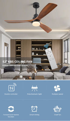 120V AC DC Kayu Ceiling Fan Lampu Remote Control Lampu Gantung Ruang Tamu