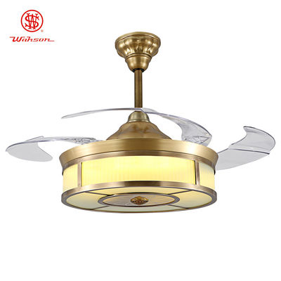 42 inci 3500K Remote Control Retractable Ceiling Fan Light 220Vac Invisible Blades