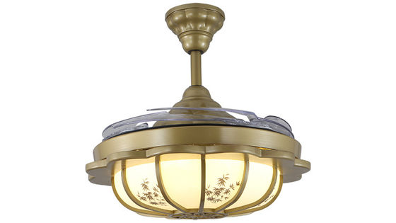 4 Pisau Tak Terlihat Akrilik 5250lm Lampu Kipas Langit-langit Modern yang Dapat Ditarik 220v
