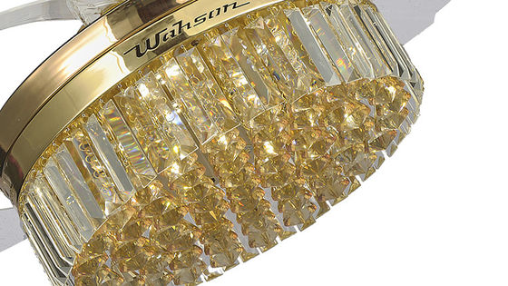 Crystal Lampshade Silent LED 36W Retractable Ceiling Fan Light Dengan Lipat Blades