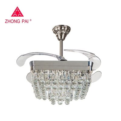 Kontemporer 110v 110W Retractable Blade Ceiling Fan Chandelier Santi Nickle Color