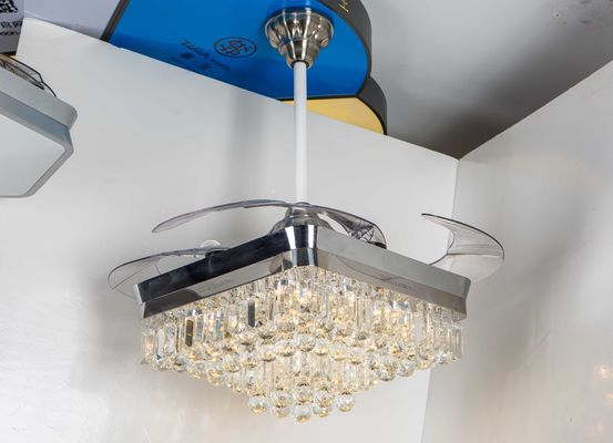 Kontemporer 110v 110W Retractable Blade Ceiling Fan Chandelier Santi Nickle Color