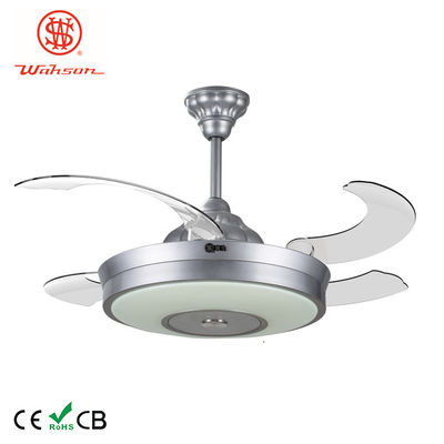 6000K 3600lm Lampu Kipas Langit-langit Mewah Kipas Langit-langit Perak Dilipat Dengan Pisau Pop Out