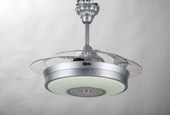 6000K 3600lm Lampu Kipas Langit-langit Mewah Kipas Langit-langit Perak Dilipat Dengan Pisau Pop Out