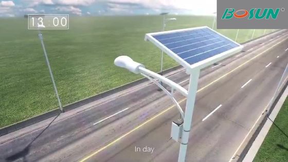 All In One 14000lm 30W 80W LED Solar Powered Street Light 18V pemasangan tiang