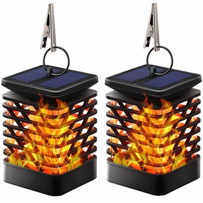 40LM Solar Powered Outdoor Hanging Lanterns 3500K Dancing Flame Solar Lights