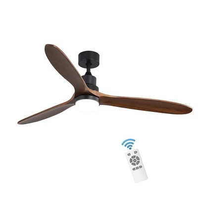 Remote Control Dalam Ruangan 1500LM Lampu Kipas Langit-Langit Kayu Solid 120V 3000-5000K