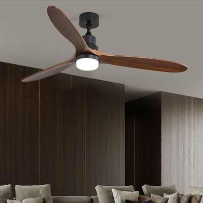 Remote Control Dalam Ruangan 1500LM Lampu Kipas Langit-Langit Kayu Solid 120V 3000-5000K