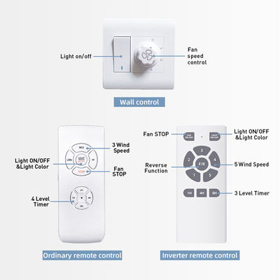 Remote Control Dalam Ruangan 1500LM Lampu Kipas Langit-Langit Kayu Solid 120V 3000-5000K