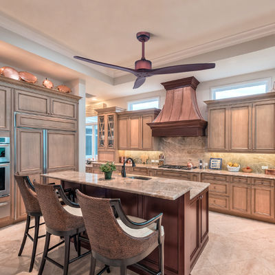 Dekoratif 110v 75w 52 Inch Flush Mount Ceiling Fan Dengan Cahaya Dan Remote