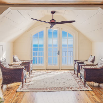 Dekoratif 110v 75w 52 Inch Flush Mount Ceiling Fan Dengan Cahaya Dan Remote