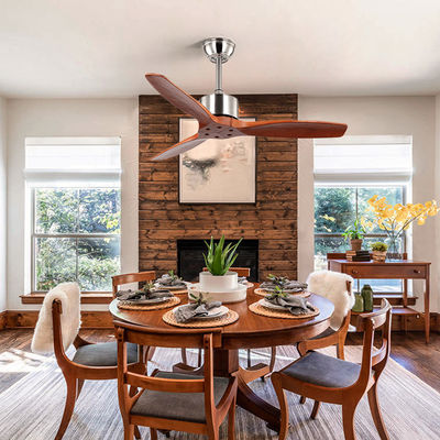 52Inch 75 Watt 3 Blade Wood Ceiling Fan Dengan Pencahayaan Zhongshan Hemat Energi