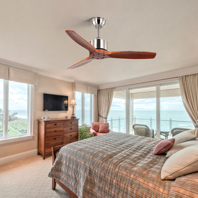 52Inch 75 Watt 3 Blade Wood Ceiling Fan Dengan Pencahayaan Zhongshan Hemat Energi