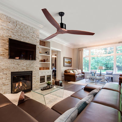 52Inch 75 Watt 3 Blade Wood Ceiling Fan Dengan Pencahayaan Zhongshan Hemat Energi