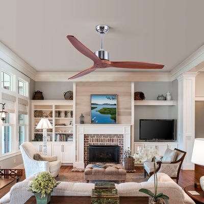 52Inch 75 Watt 3 Blade Wood Ceiling Fan Dengan Pencahayaan Zhongshan Hemat Energi