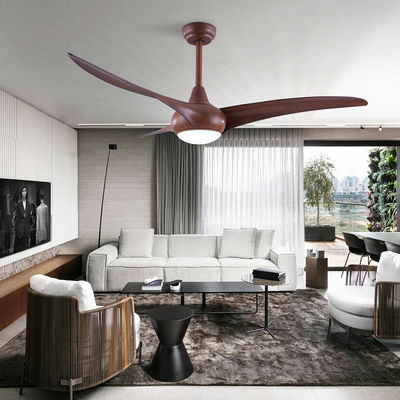 3 Rotary Vane DC220V LED 12W Kayu Ceiling Fan Light untuk Rumah Tangga Hotel
