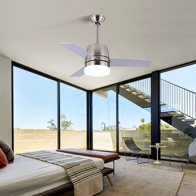 Nordic Style 65W 3000K Modern Brushed Nickel Ceiling Fan Dengan Cahaya 36 Inch