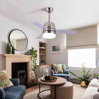 Nordic Style 65W 3000K Modern Brushed Nickel Ceiling Fan Dengan Cahaya 36 Inch
