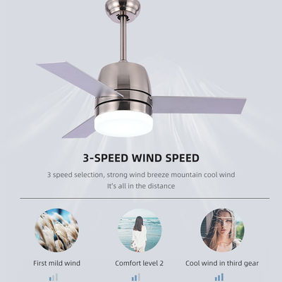 Nordic Style 65W 3000K Modern Brushed Nickel Ceiling Fan Dengan Cahaya 36 Inch