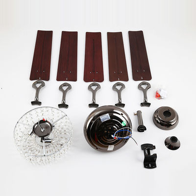 4100K 3600LM Crystal Flush Mount Ceiling Fan Kantor Ceiling Fan Dengan Rantai Tarik Ringan