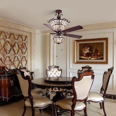 Luxury 6000LM 48 Inch 1220MM Chandelier Crystal Ceiling Fan Light Untuk Ruang Tamu
