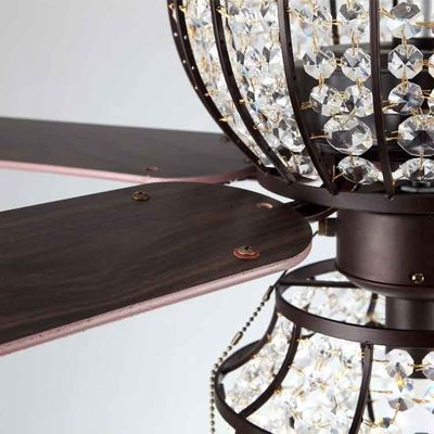 Luxury 6000LM 48 Inch 1220MM Chandelier Crystal Ceiling Fan Light Untuk Ruang Tamu