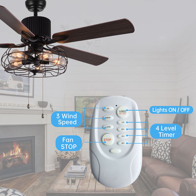 52 Inch Dekoratif 5 Vane 18w Tarik Rantai Ceiling Fan Light
