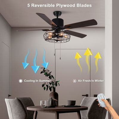 52 Inch Dekoratif 5 Vane 18w Tarik Rantai Ceiling Fan Light
