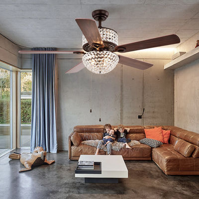 Kamar Tidur AC110V 4100K Flush Mount Crystal Chandelier Ceiling Fan Remote Control