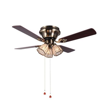 Gaya Minimalis Antique Brass Crystal Led Ceiling Fan 100lm/w 48inch 4 Blades