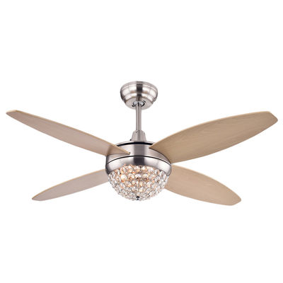 Tidak Ada Kebisingan 18w Antique Bronze Ceiling Fan Kaca Kap Lampu Ruang Makan Chandelier Fan