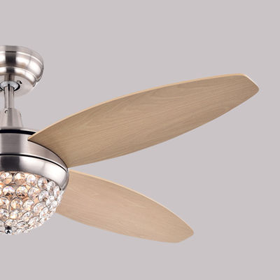 Tidak Ada Kebisingan 18w Antique Bronze Ceiling Fan Kaca Kap Lampu Ruang Makan Chandelier Fan
