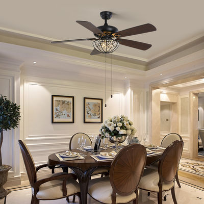 Hotel Villa Apartment Craft 4100K 1320mm Ceiling Fan Crystal Ceiling Fan Dengan Remote