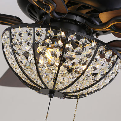 Hotel Villa Apartment Craft 4100K 1320mm Ceiling Fan Crystal Ceiling Fan Dengan Remote