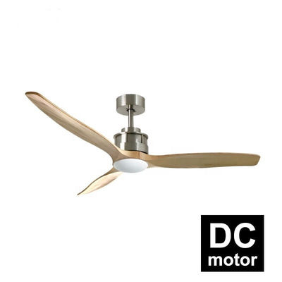 Dekorasi Ruang Tamu 40w 52 Inch Kayu Ceiling Fan Light 3 Blades Motor DC