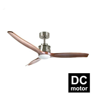 Dekorasi Ruang Tamu 40w 52 Inch Kayu Ceiling Fan Light 3 Blades Motor DC