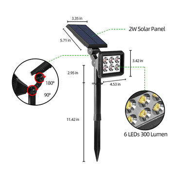 IP65 3.7V 2200MAH LED Solar Landscape Light 300 lumen lampu jalur surya