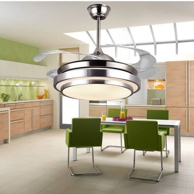 6000k 4000lm Crystal Flush Mount Ceiling Fan Putih Netral