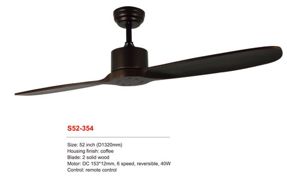 52&quot; Daya Kayu Solid 220v Motor DC Kopi Remote Control Lampu Kipas Langit-langit