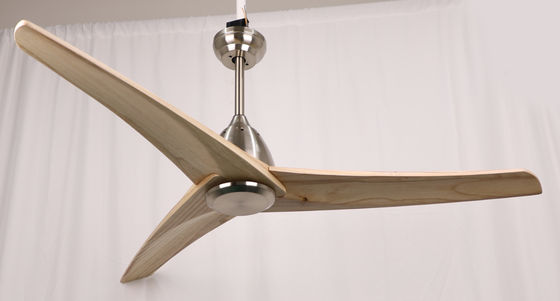 Kipas Langit-langit Kayu Solid Hitam/Nikel 60 Inch Remote Control Rumah/Bekas Komersial