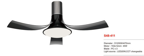 Stylish 48 Inch Remote Dimming LED DC Fan Reversible Ceiling Fan Timer Pendingin Udara