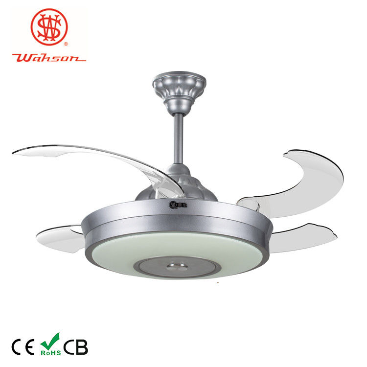 6000K 3600lm Lampu Kipas Langit-langit Mewah Kipas Langit-langit Perak Dilipat Dengan Pisau Pop Out