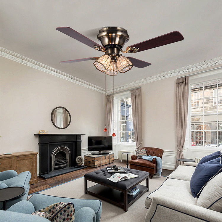 100lm / w 120V 48 Inch Ceiling Fan Light Empat Blade Ceiling Fan Dengan Cahaya